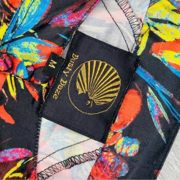 ASOS dusty Daze mini dress with high collar and clasps in dark floral print long - Picture 6 of 6